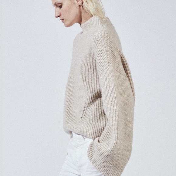 Nili Lotan oatmeal beige Ronnie wool mock neck turtleneck sweater - Small - Picture 7 of 12